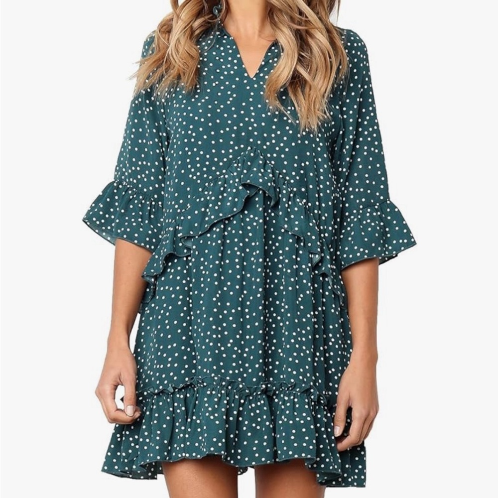 MITILLY | Polka Dot V Neck Dress